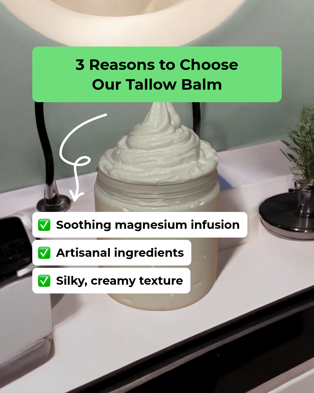 Magnesium-Infused Tallow Balm with Frankincense, Myrrh & Botanical Oils