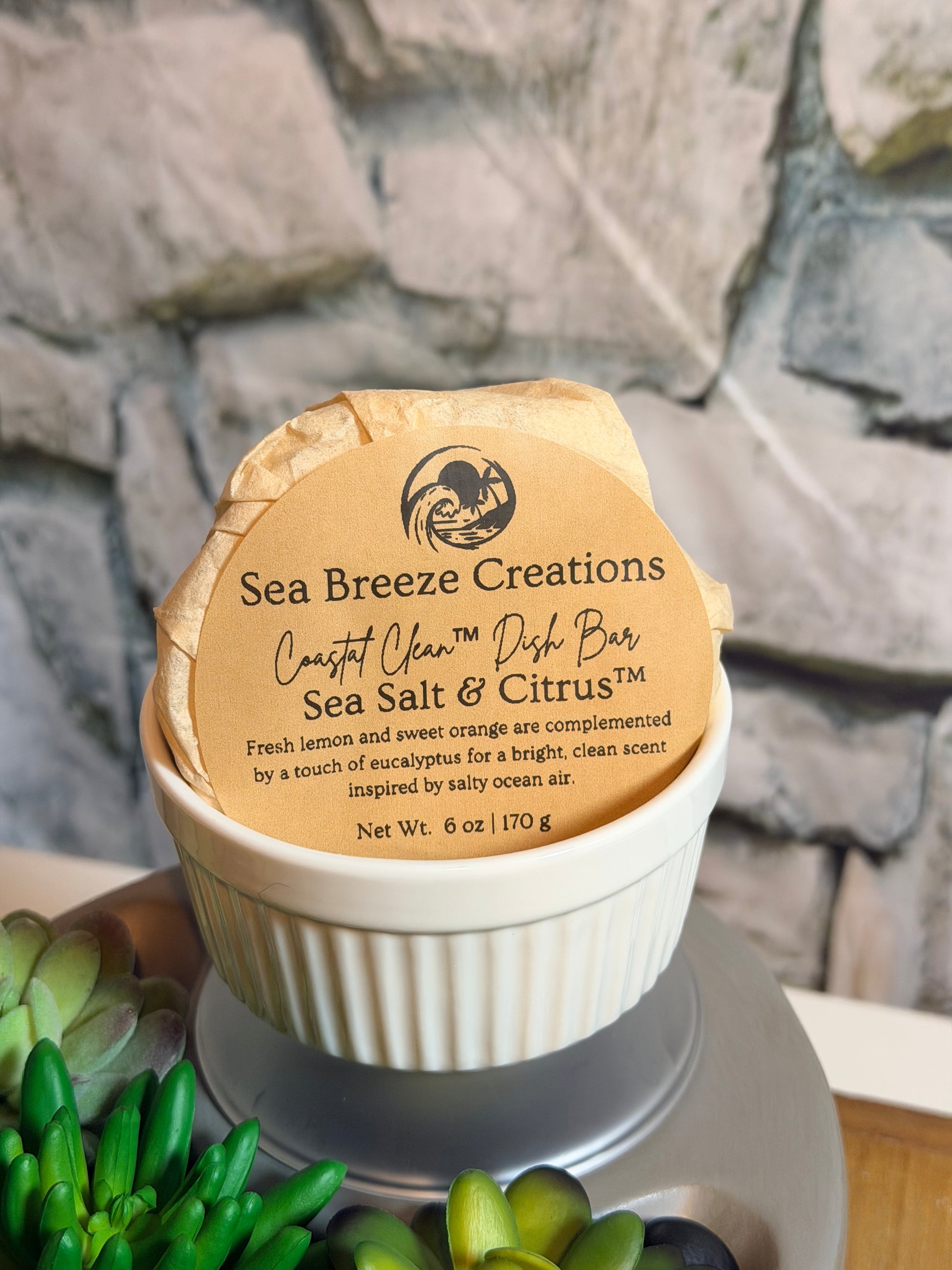Sea Breeze Creations product with a textured stone background